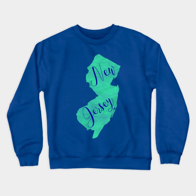 The State of New Jersey - Mint Watercolor Crewneck Sweatshirt by loudestkitten